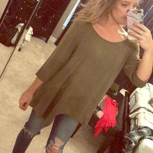 Army green 3/4 sleeve blouse